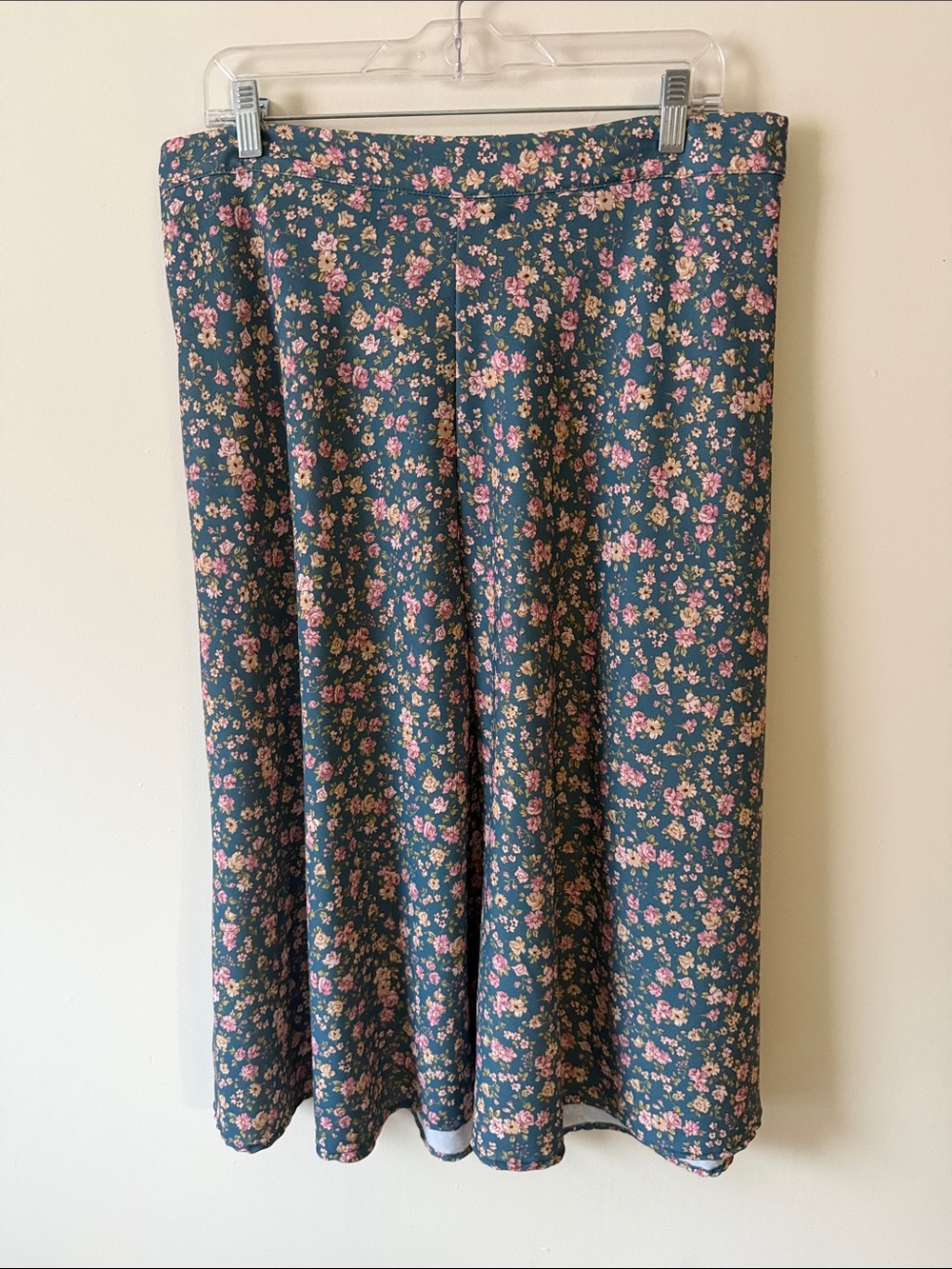 ARULA Teal Midi Skirt with Pink and Cream Floral Print